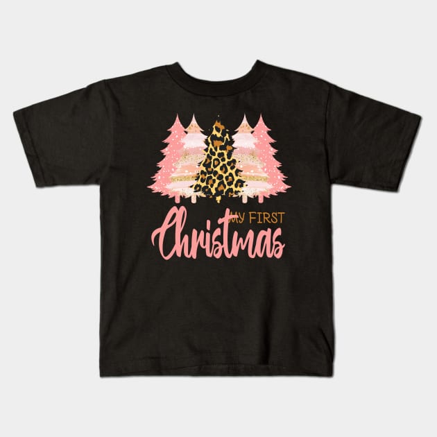 my first Christmas leopard print tree Kids T-Shirt by NIKA13